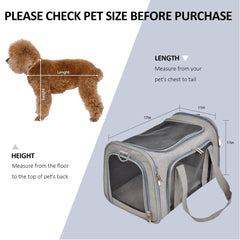 Pet Carrier for Cats & Dogs, TSA Airline Approved, Suitable for Daily Travel, Gray, 15Lbs