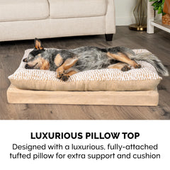 Pet Products Embossed Faux Fur & Suede Orthopedic Pillow Top Mattress Pet Bed for Dogs & Cats - Taupe, Jumbo