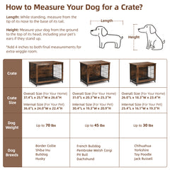 Dog Crate Furniture up to 70 Lbs for Large Dogs, Side End Table, Pet Kennel for Indoor