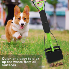 Non-Breakable Pet Pooper Scooper for Dogs and Cats with Long Handle,Foldable Dog Poop Waste Pick up Rake (Green)