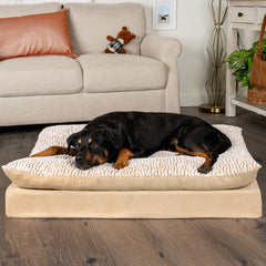 Pet Products Embossed Faux Fur & Suede Orthopedic Pillow Top Mattress Pet Bed for Dogs & Cats - Taupe, Jumbo