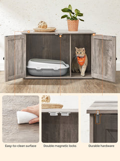 Multi-Functional Cat Washroom Bench Hidden Cat Litter Box Enclosure Furniture for Living Room Greige