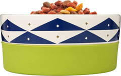 Now House for Pets by  Oslo Duo Dog Bowl, Medium Cute Ceramic Dog Food Bowl from Now House by  for Water or Food, 6 Inch Dog Bowl, Green (FF16466)