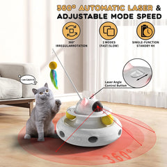 4 in 1 Interactive Cat Toys for Indoor Cats,Cat Laser Toys with 360°Rotation, Interactive Exercise Play Kitten Toy,Automatic Cat Wand Toys,Track Balls,Indoor Exercise Cat Kicker with USB Rechargeable