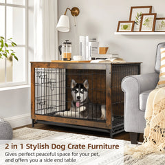 Dog Crate Furniture up to 70 Lbs for Large Dogs, Side End Table, Pet Kennel for Indoor