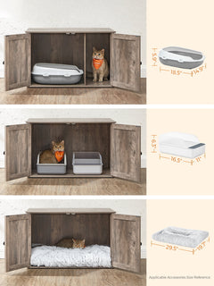 Multi-Functional Cat Washroom Bench Hidden Cat Litter Box Enclosure Furniture for Living Room Greige