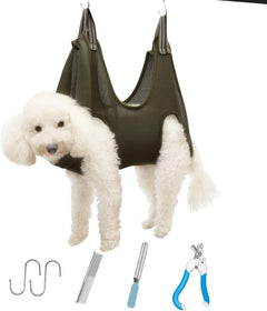 Pet Grooming Hammock Helper 6 in 1 Breathable Dog Hammock Restraint Bag,Pet Supplies Kit with Nail Clippers, Pet Comb for Bathing Grooming and Trimming Nail