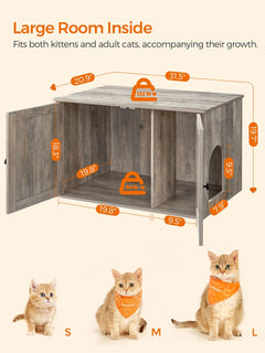 Multi-Functional Cat Washroom Bench Hidden Cat Litter Box Enclosure Furniture for Living Room Greige