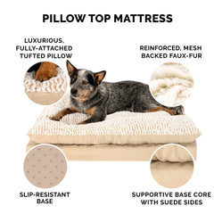 Pet Products Embossed Faux Fur & Suede Orthopedic Pillow Top Mattress Pet Bed for Dogs & Cats - Taupe, Jumbo