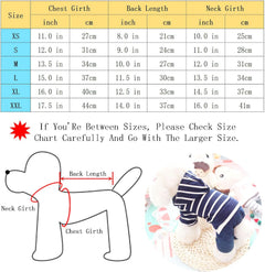 Pet Denim Stripe Jumpsuit Dog Clothes Adorable Puppy Jeans Pet Coat for Small Medium Dog Apparels Dog Hoodies Coat Machine Washable (XS Weight (2~3Lb) | Chest (~11"), Blue)