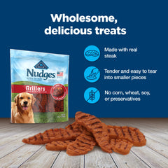 Nudges Grillers Natural Dog Treats, Steak 8-Oz Bag