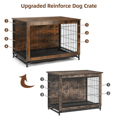 Dog Crate Furniture up to 70 Lbs for Large Dogs, Side End Table, Pet Kennel for Indoor