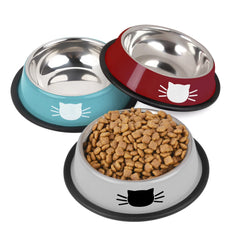 3PCS Pet Bowl Stainless Steel Non-Skid Base Dog Bowl Cat Bowl with 2 Food Scoop