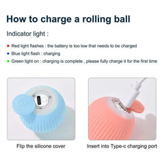 Cat Interactive Ball Smart Cat Dogtoys Electronic Interactive Cat Toy Indoor Automatic Rolling Magic Ball USB Charging Cat Toys