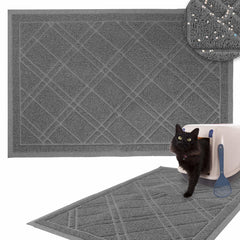 Non Slip and Washable Cat Litter Mat 35" X 42", Grey