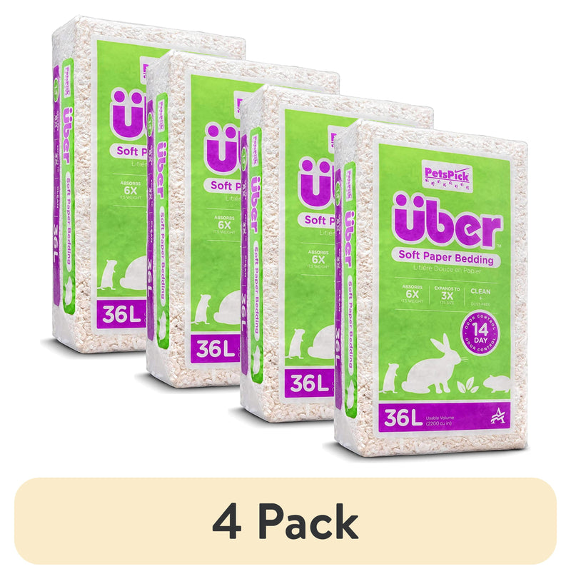 (4 Pack)  36L White Uber Pet Bedding, Hamster, Rabbit, Rat