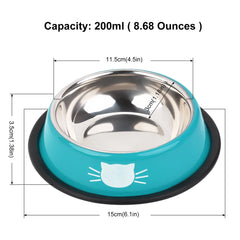 3PCS Pet Bowl Stainless Steel Non-Skid Base Dog Bowl Cat Bowl with 2 Food Scoop