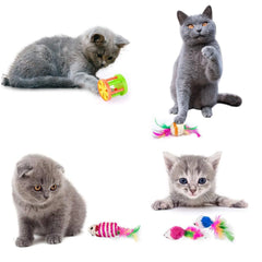 21PCS Cat Toys Kitten Toy Set Folding Camouflage Cat Tunnel Indoor Interactive Pet Toys Teaser Cat Feather Toy Colourful Mouse Plush Ball Bell Ball Toy Kit Kitten Puppy