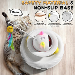 4 in 1 Interactive Cat Toys for Indoor Cats,Cat Laser Toys with 360°Rotation, Interactive Exercise Play Kitten Toy,Automatic Cat Wand Toys,Track Balls,Indoor Exercise Cat Kicker with USB Rechargeable