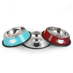 3PCS Pet Bowl Stainless Steel Non-Skid Base Dog Bowl Cat Bowl with 2 Food Scoop