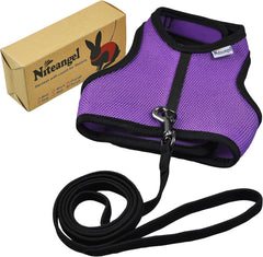 Adjustable Soft Harness with Elastic Leash for Rabbits (L, Purple)