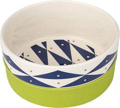 Now House for Pets by  Oslo Duo Dog Bowl, Medium Cute Ceramic Dog Food Bowl from Now House by  for Water or Food, 6 Inch Dog Bowl, Green (FF16466)