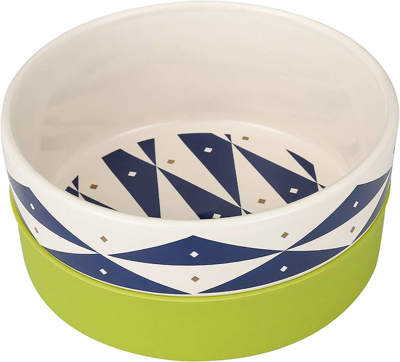 Now House for Pets by  Oslo Duo Dog Bowl, Medium Cute Ceramic Dog Food Bowl from Now House by  for Water or Food, 6 Inch Dog Bowl, Green (FF16466)