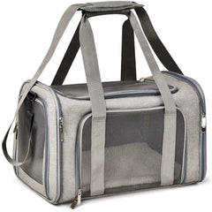 Pet Carrier for Cats & Dogs, TSA Airline Approved, Suitable for Daily Travel, Gray, 15Lbs