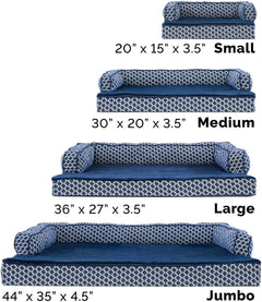 Orthopedic Dog Bed for Medium/Small Dogs W/ Removable Bolsters & Washable Cover, for Dogs up to 35 Lbs - Plush & Woven Decor Comfy Couch Sofa - Diamond Blue, Medium